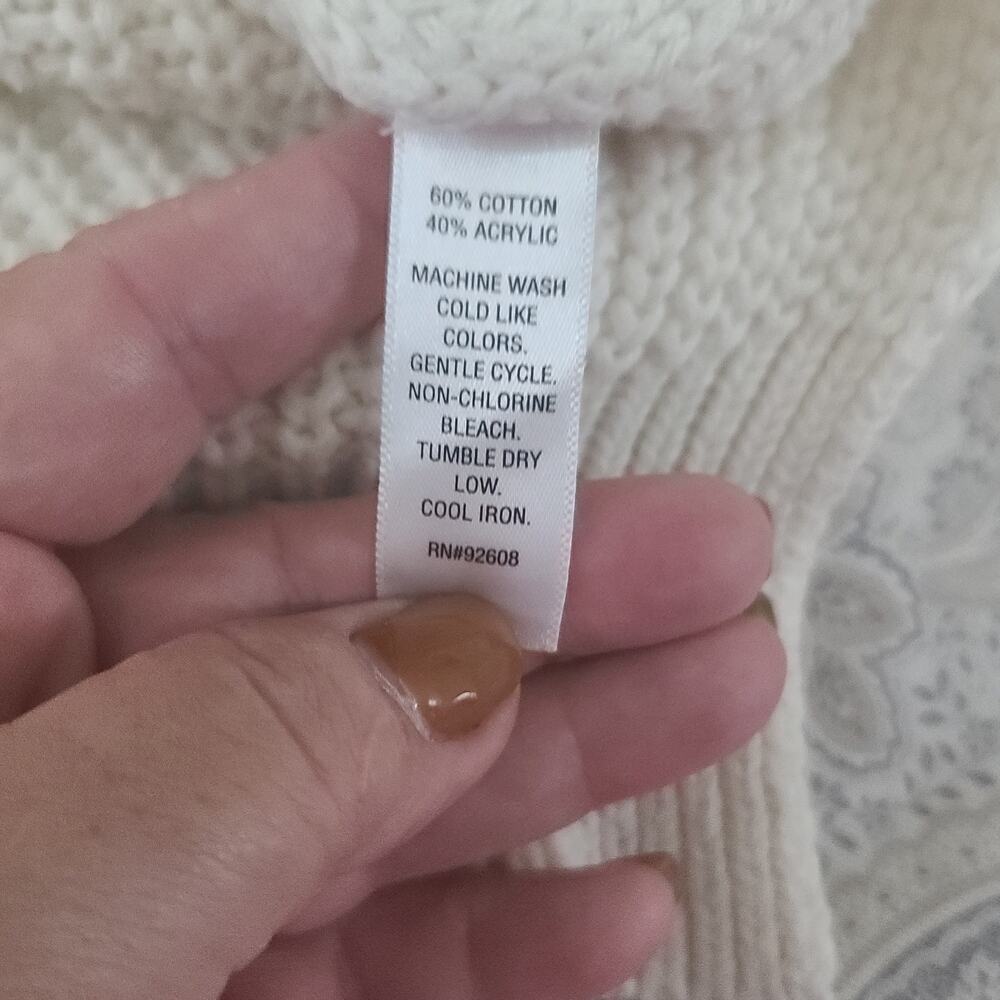 JW Style Cable knit Preppy ladies oversized sweater white&black Size Med Coastal - Picture 7 of 11